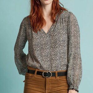 Velvet by Graham & Spencer Small Mel Long Sleeve Leopard Print Blouse